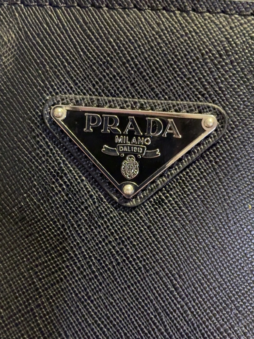 Prada Black Saffiano Leather Satchel with Logo Strap - Picture 2 of 7